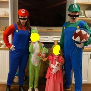 Kids Super Plumber Costume Set - Red, Blue, Green